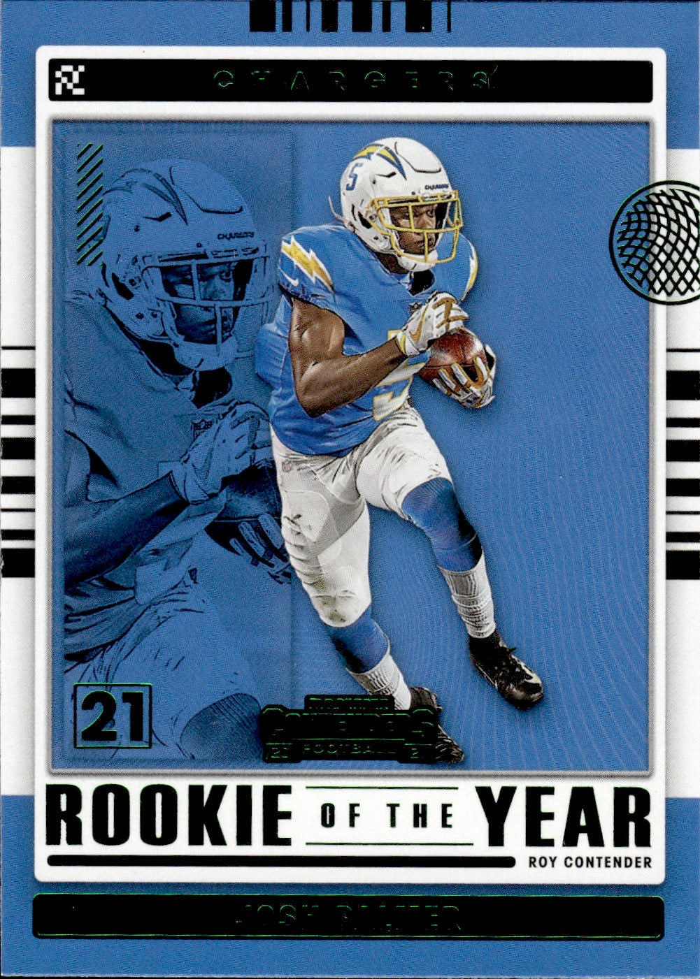 2021 Panini Contenders Football Rookie Of The Year Emerald #ROY-JPA Josh Palmer Los Angeles Chargers