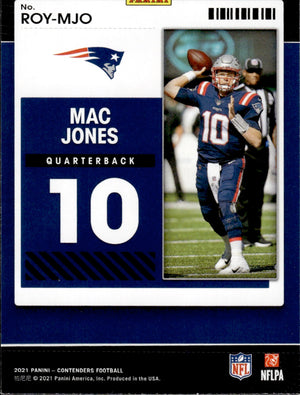 2021 Panini Contenders Football Rookie Of The Year #ROY-MJO Mac Jones - New England Patriots