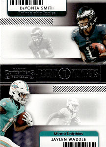 2021 Panini Contenders Football Round Numbers #RN-DSM Jaylen Waddle Miami Dolphins - DeVonta Smith Philadelphia Eagles