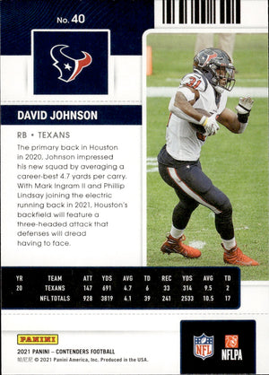 2021 Panini Contenders Football #40 David Johnson - Houston Texans