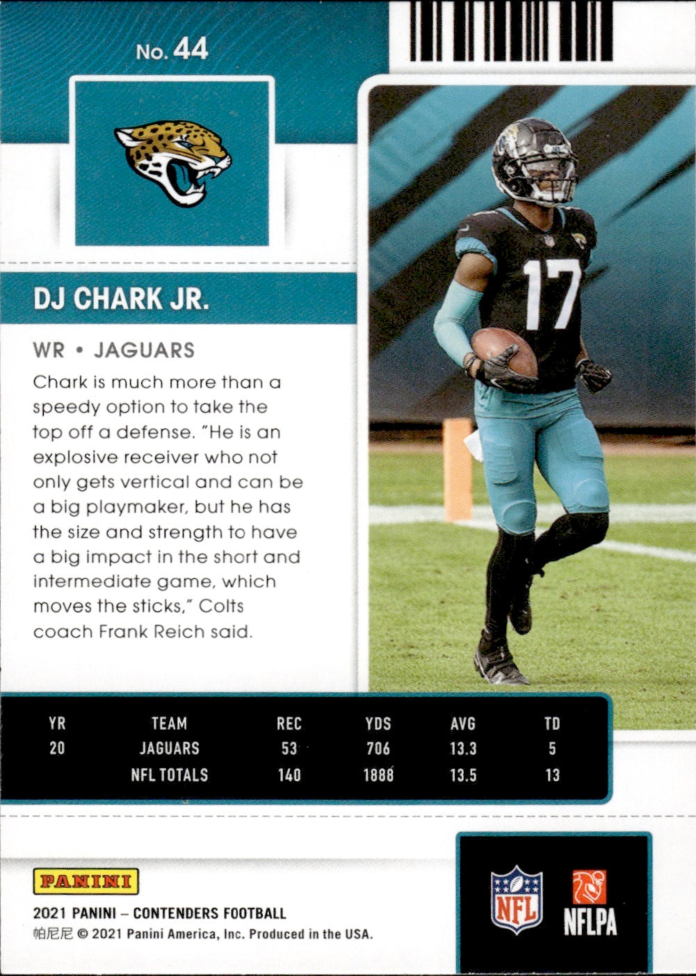 2021 Panini Contenders Football #44 DJ Chark Jr. - Jacksonville Jaguars