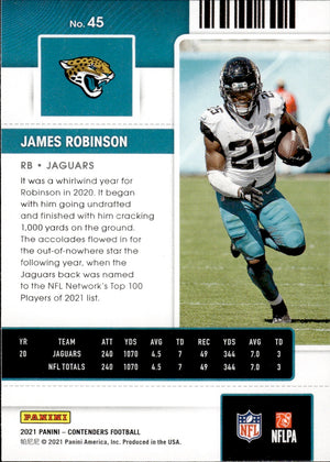 2021 Panini Contenders Football #45 James Robinson - Jacksonville Jaguars