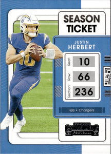 2021 Panini Contenders Football #51 Justin Herbert - Los Angeles Chargers