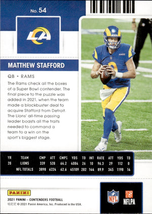 2021 Panini Contenders Football #54 Matthew Stafford - Los Angeles Rams