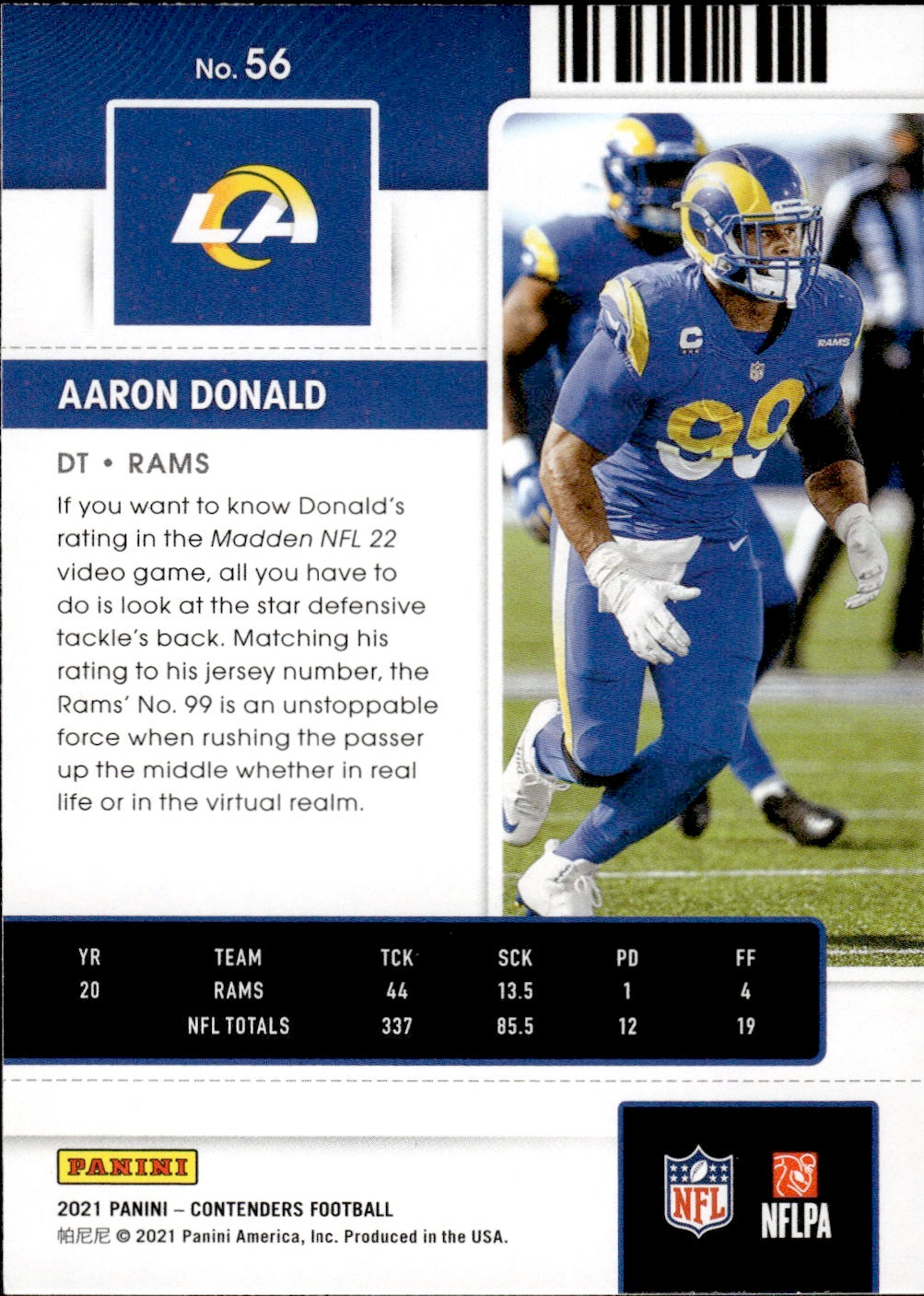 2021 Panini Contenders Football #56 Aaron Donald - Los Angeles Rams