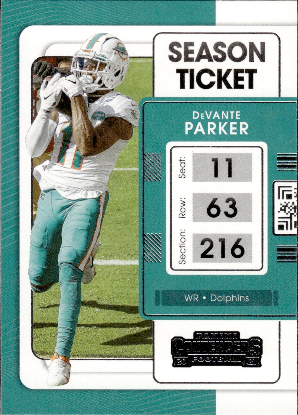 2021 Panini Contenders Football #61 Devante Parker - Miami Dolphins