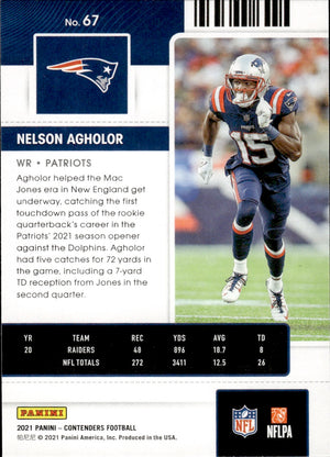 2021 Panini Contenders Football #67 Nelson Agholor - New England Patriots