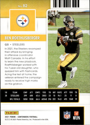 2021 Panini Contenders Football #82 Ben Roethlisberger - Pittsburgh Steelers