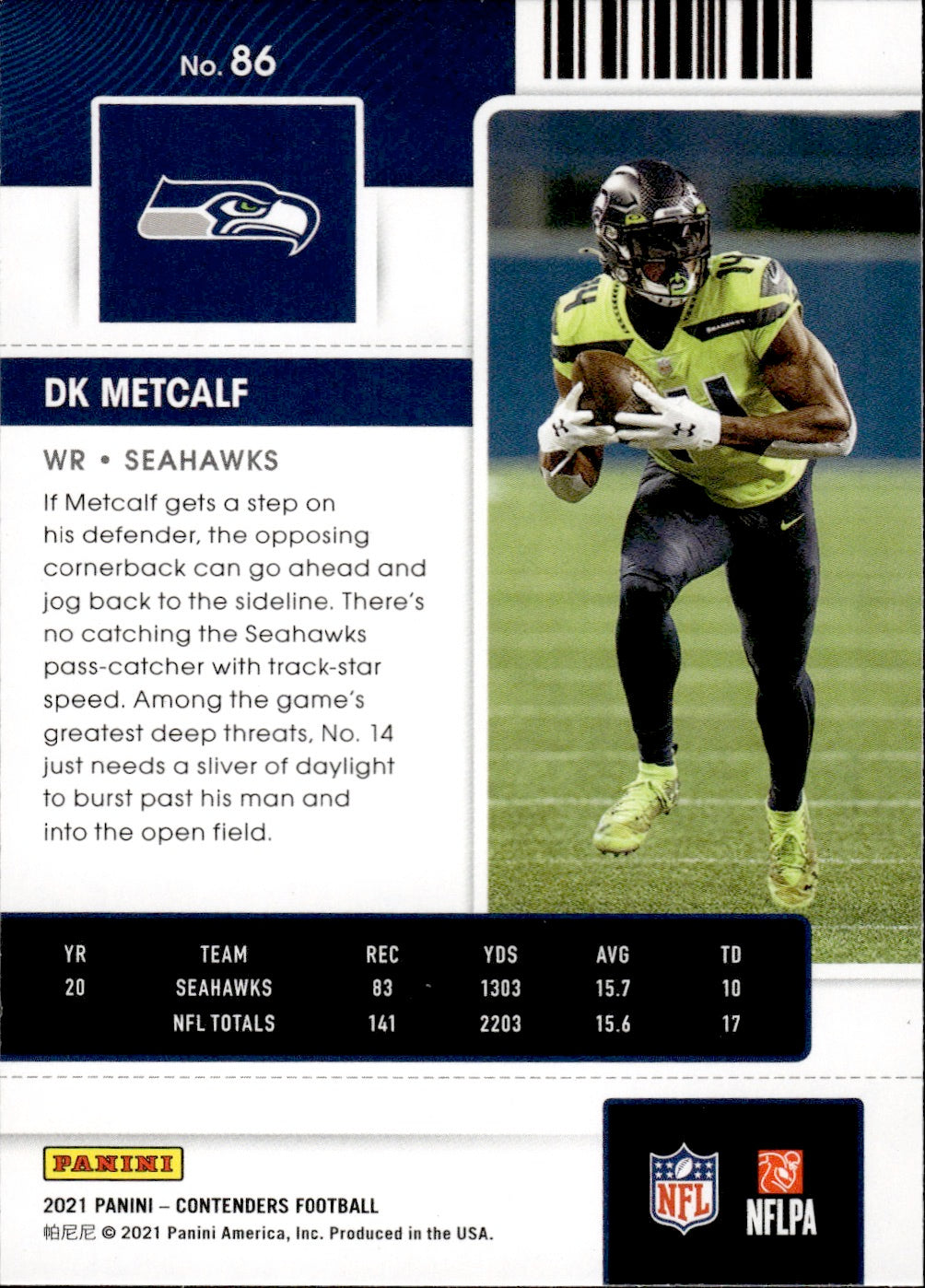 2021 Panini Contenders Football #86 DK Metcalf - Seattle Seahawks