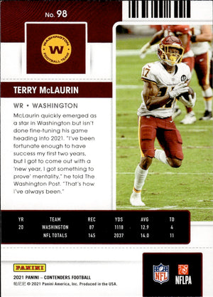 2021 Panini Contenders Football #98 Terry McLaurin - Washington Football Team