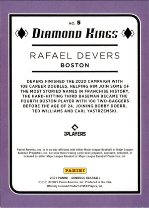 2021 Panini Donruss Baseball Diamond Kings #5 Rafael Devers - Boston Red Sox