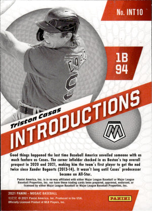 2021 Panini Mosaic Baseball Introductions #INT10 Triston Casas - Boston Red Sox