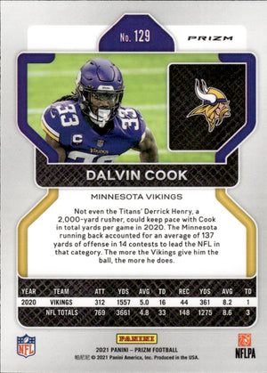 2021 Panini Prizm Football Green Prizm #129 Dalvin Cook - Minnesota Vikings