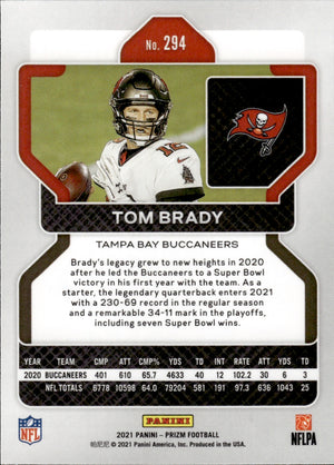 2021 Panini Prizm Football #294 Tom Brady - Tampa Bay Buccaneers