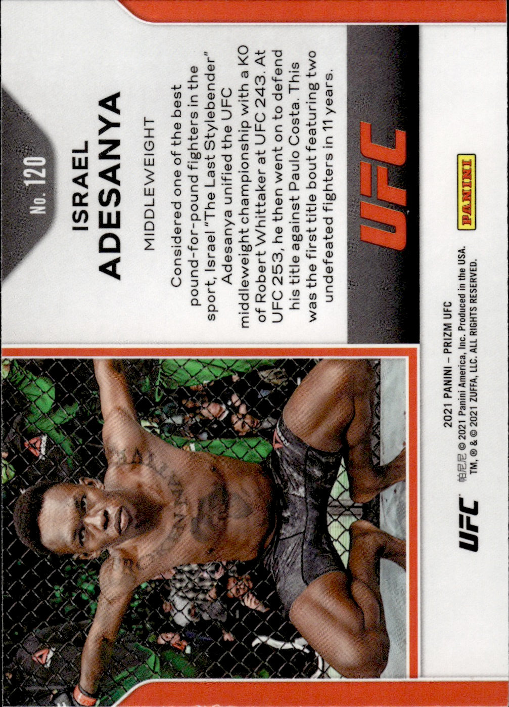 2021 Panini Prizm UFC #120 Israel Adesanya - Middleweight