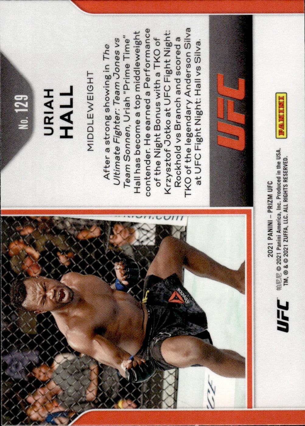 2021 Panini Prizm UFC #129 Uriah Hall - Middleweight