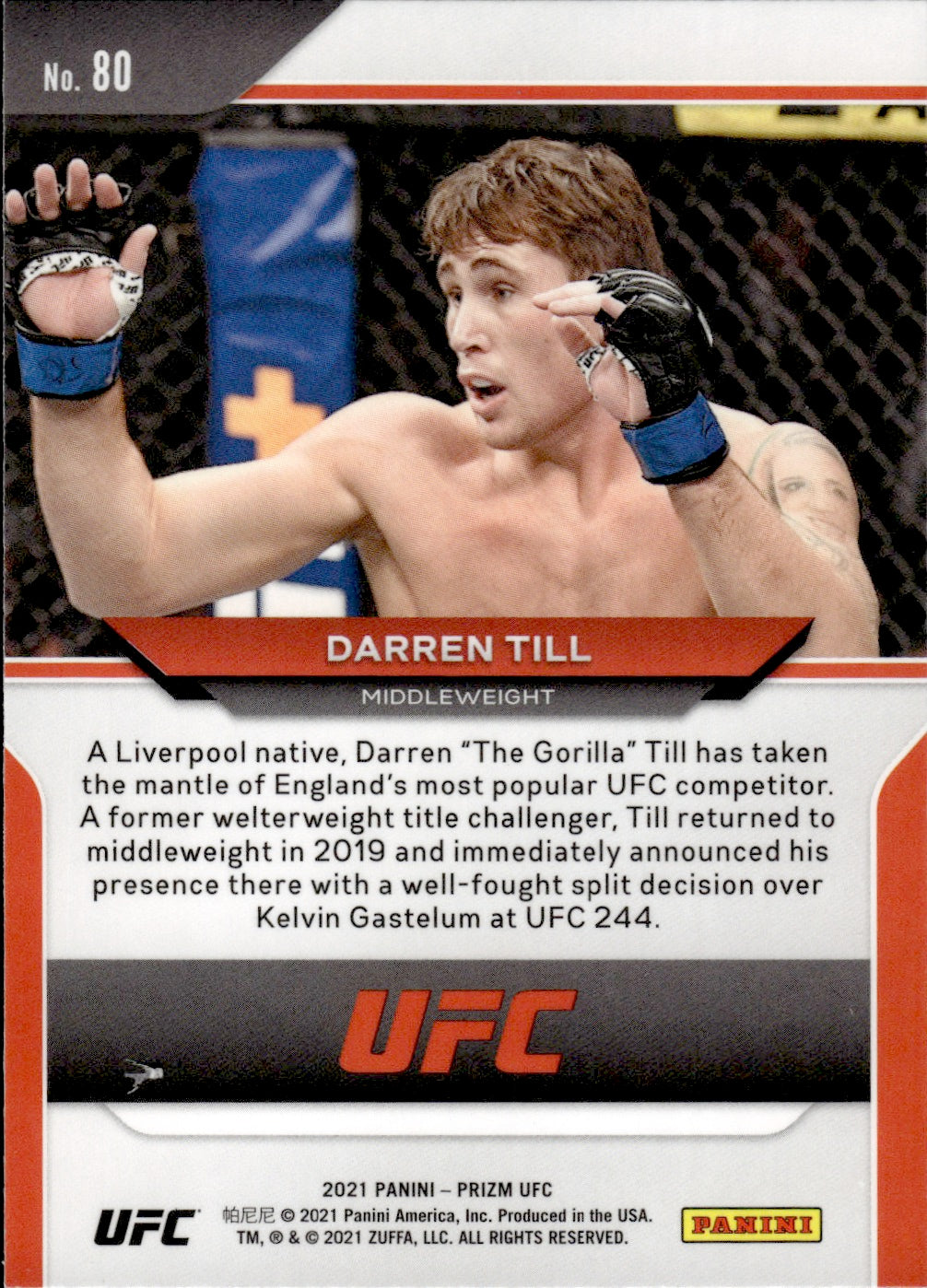 2021 Panini Prizm UFC #80 Darren Till - Middleweight