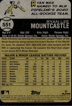 2021 Topps Heritage #551 Ryan Mountcastle - Baltimore Orioles