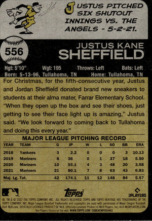 2021 Topps Heritage #556 Justis Sheffield - Seattle Mariners