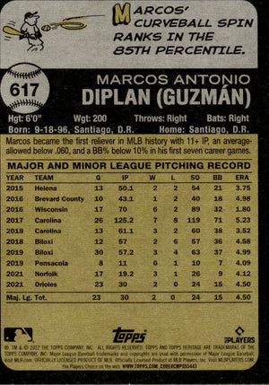 2021 Topps Heritage #617 Marcos Diplan - Baltimore Orioles