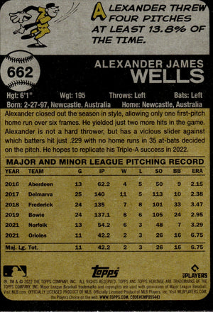 2021 Topps Heritage #662 Alexander Wells - Baltimore Orioles