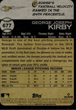 2021 Topps Heritage #677 George Kirby - Seattle Mariners