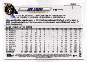 2021 Topps Series 1 Baseball - Base #21 Eric Sogard - Milwaukee Brewers