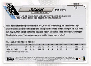 2021 Topps Series 1 Baseball - Base #311 Cody Heuer - Chicago White Sox