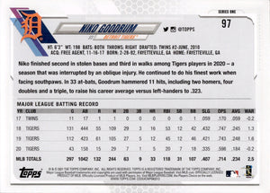 2021 Topps Series 1 Baseball - Base #97 Niko Goodrum - Detroit Tigers