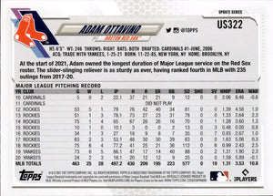 2021 Topps Update Series Baseball - Base #US322 Adam Ottavino - Boston Red Sox