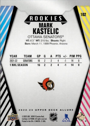 2022-23 Upper Deck Allure Hockey Rookie #102 Mark Kastelic - Ottawa Senators