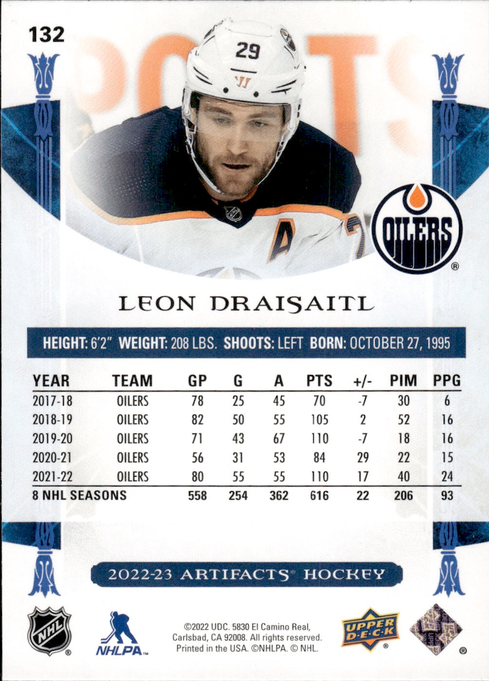 2022-23 Upper Deck Artifacts Hockey Teal #132 Leon Draisaitl - Edmonton Oilers