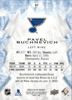 2022-23 Upper Deck Ice Hockey - Base - Pink #87 Pavel Buchnevich - St. Louis Blues