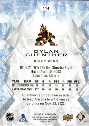 2022-23 Upper Deck Ice Hockey - Base - Rookie #114 Dylan Guenther - Arazona Coyotes