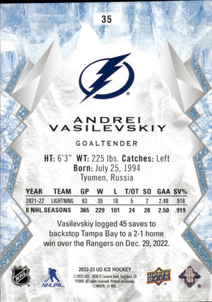 2022-23 Upper Deck Ice Hockey - Base #35 Andrei Vasilevskiy - Tampa Bay Lightning