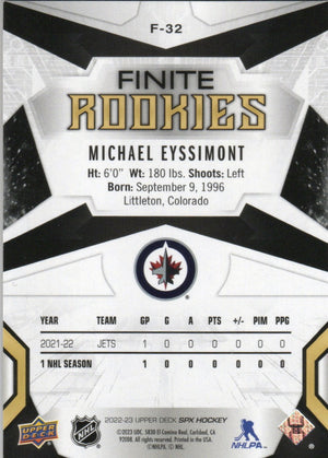 2022-23 Upper Deck SPX Hockey - Finite Rookies /299 #F-32 Michael Eyssimont - Winnipeg Jets