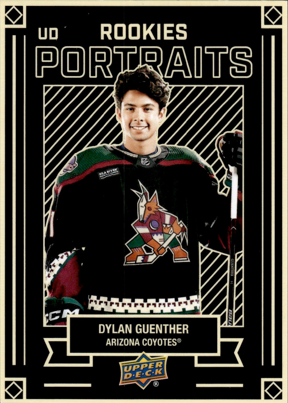 2022-23 Upper Deck Series 2 Hockey UD Portraits #P-80 Dylan Guenther - Arizona Coyotes