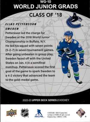 2022-23 Upper Deck Series 2 Hockey World Junior Grads #WG-10 Elais Pettersson - Vancouver Canucks