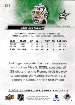 2022-23 Upper Deck Series 2 Hockey #311 Jake Ottinger - Dallas Stars