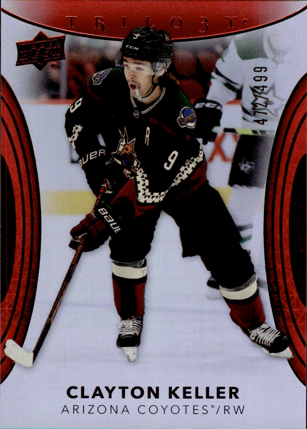 2022-23 Upper Deck Trilogy Hockey Base Red /499 #17 Clayton Keller - Arizona Coyotes