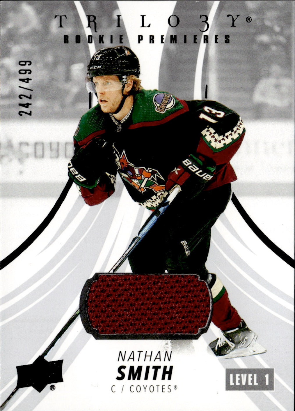 2022-23 Upper Deck Trilogy Hockey Rookie Premiers /499 Level 1 #101 Nathan Smith - Arizona Coyotes