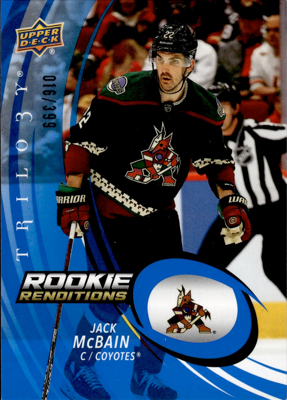 2022-23 Upper Deck Trilogy Hockey Rookie Renditions /399 #RR-30 Jack McBain - Arizona Coyotes