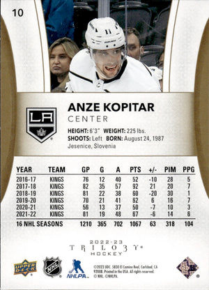 2022-23 Upper Deck Trilogy Hockey #10 Anze Kopitar - Los Angeles Kings