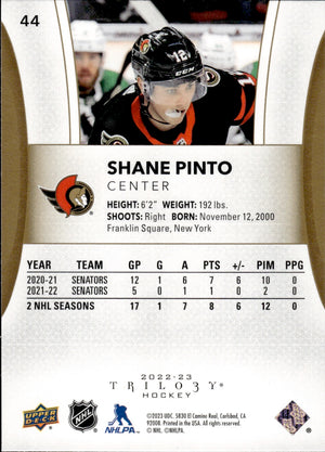 2022-23 Upper Deck Trilogy Hockey #44 Shane Pinto - Ottawa Senators