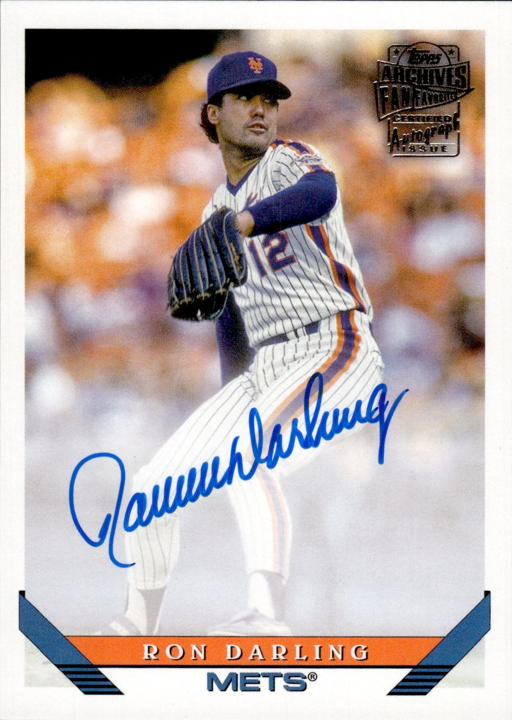 2022 Topps Archives Baseball 1993 Fan Favourites Autographs #93FF-RD Ron Darling - New York Mets