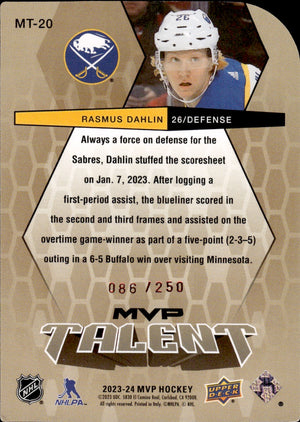 2023-24 Upper Deck MVP Hockey - 20th Anniversary MVP Talent Colours and Contours /250 #MT-20 Rasmus Dahlin - Buffalo Sabres