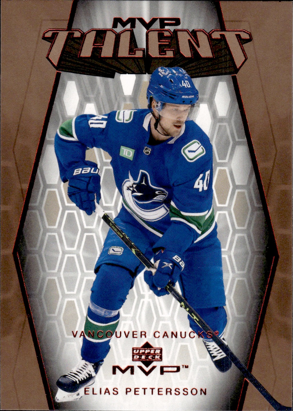 2023-24 Upper Deck MVP Hockey - 20th Anniversary MVP Talent #MT-12 Elias Pettersson - Vancouver Canucks