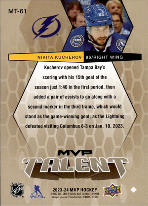 2023-24 Upper Deck MVP Hockey - 20th Anniversary MVP Talent #MT-61 Nikita Kucherov - Tampa Bay Lightning