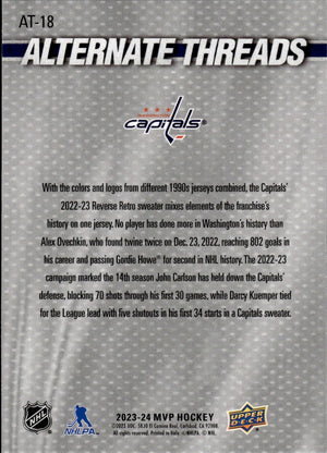 2023-24 Upper Deck MVP Hockey - Alternate Threads #AT-18 Alex Ovechkin, John Calson, Darcy Kuemper - Washington Capitals