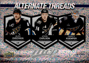 2023-24 Upper Deck MVP Hockey - Alternate Threads #AT-18 Alex Ovechkin, John Calson, Darcy Kuemper - Washington Capitals